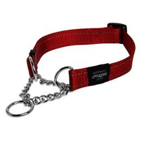 Rogz Obedience Half-check Collar Red Color (Medium : 26-40cm)